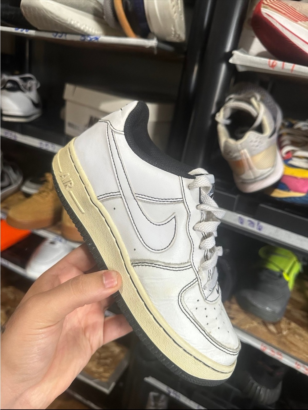 Nike White Low-Top Sneakers with Black Collar and Cream Midsole